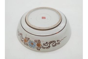 明治期　九谷焼　色絵　花鳥図　約16cm　5.1寸　細かな彩色が美しい中皿5枚セット(裏印、金彩、器、うつわ、和食器、和皿、五寸一分)(R-077773)