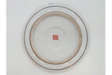 明治期　九谷焼　色絵　花鳥図　約16cm　5.1寸　細かな彩色が美しい中皿5枚セット(裏印、金彩、器、うつわ、和食器、和皿、五寸一分)(R-077773)