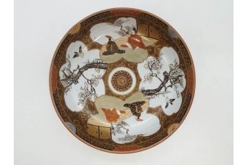 明治期　九谷焼　色絵　花鳥図　約16cm　5.1寸　細かな彩色が美しい中皿5枚セット(裏印、金彩、器、うつわ、和食器、和皿、五寸一分)(R-077773)