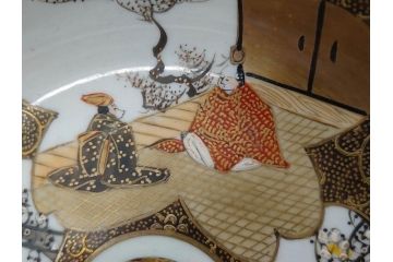 明治期　九谷焼　色絵　花鳥図　約16cm　5.1寸　細かな彩色が美しい中皿5枚セット(裏印、金彩、器、うつわ、和食器、和皿、五寸一分)(R-077773)