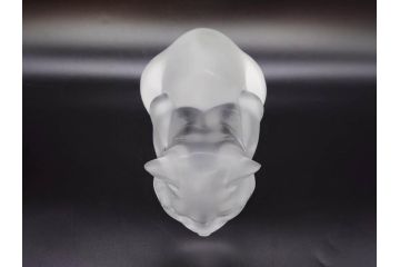 1932年　フランス　LALIQUE(ラリック)　猫　可愛らしいフォルムの猫のオブジェ(ルネ・ラリック、伏せる猫、キャット、ディスプレイ、置物、クリスタルガラス、箱付き)(R-077774)