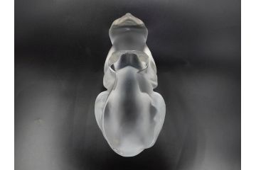1932年　フランス　LALIQUE(ラリック)　猫　可愛らしいフォルムの猫のオブジェ(ルネ・ラリック、伏せる猫、キャット、ディスプレイ、置物、クリスタルガラス、箱付き)(R-077774)