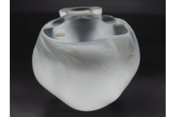 1932年　フランス　LALIQUE(ラリック)　猫　可愛らしいフォルムの猫のオブジェ(ルネ・ラリック、伏せる猫、キャット、ディスプレイ、置物、クリスタルガラス、箱付き)(R-077774)