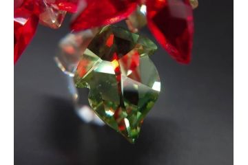 オーストリア　SWAROVSKI(スワロフスキー)　ポインセチア　高さ8cm/4.5cm　キラキラと輝く華やかなクリスタルオブジェ2点セット(クリスマスデコレーション、クリスタルガラス、置物、ディスプレイ、箱付き)(R-077775)
