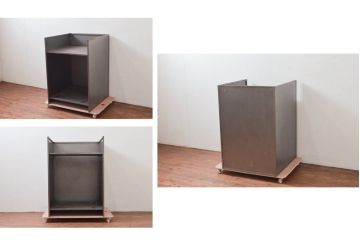 ヨーロッパビンテージ　重厚!!　インダストリアルな空間づくりにおすすめ!!しっかりとした作りが魅力的なスチール製のカウンターテーブル(作業台、収納棚、ヴィンテージ)(R-077779)