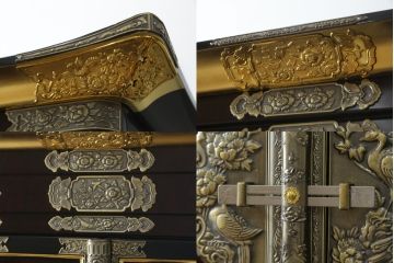 中古　未使用展示品　超美品!!　150代　三方開　総金　金仏壇　優しい雰囲気の色合いと細部まで造り込まれた意匠が魅力の仏壇(定価約265万円)(R-077787)