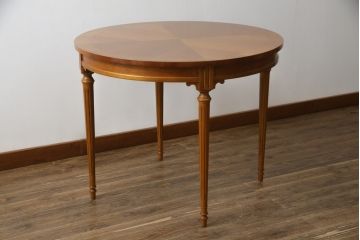 中古　美品　DREXEL HERITAGE(ドレクセルヘリテイジ)　Et Cetera(エトセトラ)　スラリと伸びた脚が目を惹く小振りなサイズのラウンドテーブル(ダイニングテーブル、丸テーブル、コーヒーテーブル、カフェテーブル)(R-077801)
