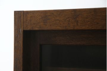 中古　美品　ナラ材　和モダンな空間づくりにおすすめの二段重ね水屋箪笥(重ね箪笥、食器棚、収納棚、重ね戸棚、キャビネット、上下バラ売り可能)(R-077831)