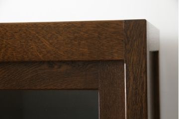 中古　美品　ナラ材　和モダンな空間づくりにおすすめの二段重ね水屋箪笥(重ね箪笥、食器棚、収納棚、重ね戸棚、キャビネット、上下バラ売り可能)(R-077831)