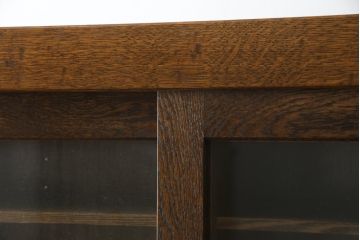 中古　美品　ナラ材　和モダンな空間づくりにおすすめの二段重ね水屋箪笥(重ね箪笥、食器棚、収納棚、重ね戸棚、キャビネット、上下バラ売り可能)(R-077831)