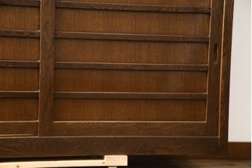中古　美品　ナラ材　和モダンな空間づくりにおすすめの二段重ね水屋箪笥(重ね箪笥、食器棚、収納棚、重ね戸棚、キャビネット、上下バラ売り可能)(R-077831)