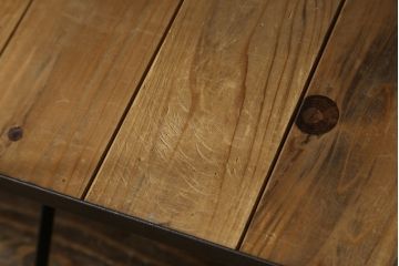 中古　ラフジュ工房オリジナル　杉材　台形アイアンラック(オープンラック、シェルフ、店舗什器、飾り棚、陳列棚)(R-077836)