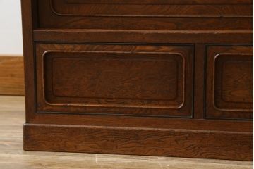 和製アンティーク　上手物!!　最上級　指物家具　総欅(ケヤキ)材　三方玉杢　上品な佇まいが魅力的な新潟産茶箪笥(茶棚、サイドキャビネット、サイドボード、戸棚、収納棚)(R-077842)