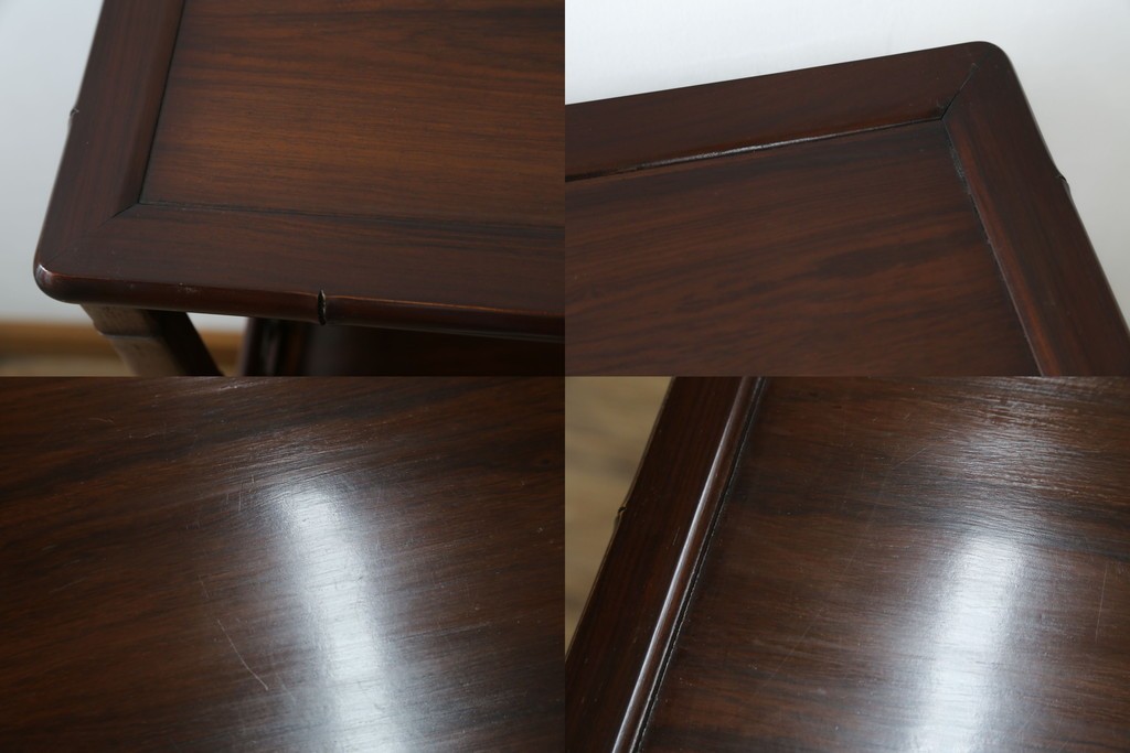 和製ビンテージ　紫檀(シタン)材　優雅な花鳥図の彫刻と上品な透かし彫りが目を引く飾り棚(茶棚、違い棚、収納棚、戸棚、ヴィンテージ)(定価約140万円)(R-077844)