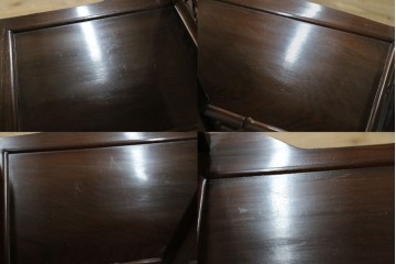 和製ビンテージ　紫檀(シタン)材　優雅な花鳥図の彫刻と上品な透かし彫りが目を引く飾り棚(茶棚、違い棚、収納棚、戸棚、ヴィンテージ)(定価約140万円)(R-077844)