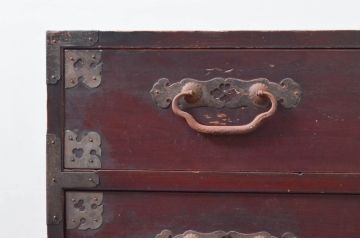 和製アンティーク　明治大正期　縁起物の巾着金具が魅力的な松本衣装箪笥(時代箪笥、和たんす、収納タンス、チェスト、引き出し)(R-077849)