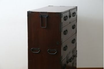 和製アンティーク　明治大正期　縁起物の巾着金具が魅力的な松本衣装箪笥(時代箪笥、和たんす、収納タンス、チェスト、引き出し)(R-077849)