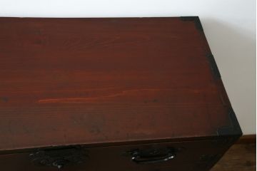 和製アンティーク　明治大正期　縁起物の巾着金具が魅力的な松本衣装箪笥(時代箪笥、和たんす、収納タンス、チェスト、引き出し)(R-077849)