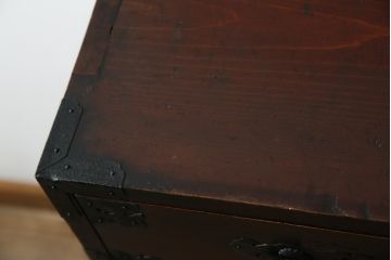 和製アンティーク　明治大正期　縁起物の巾着金具が魅力的な松本衣装箪笥(時代箪笥、和たんす、収納タンス、チェスト、引き出し)(R-077849)