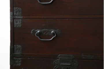 和製アンティーク　明治大正期　縁起物の巾着金具が魅力的な松本衣装箪笥(時代箪笥、和たんす、収納タンス、チェスト、引き出し)(R-077849)