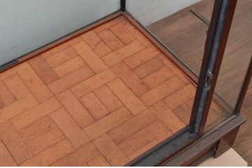 イギリスアンティーク　Pollards(E. Pollard&Co. Ltd)　マホガニー材　オーク材　シンプルなデザインの縦型ガラスケース(ショーケース、Gケース、陳列棚、飾り棚、コレクションケース、キャビネット、店舗什器、ディスプレイケース、英国)(R-077855)