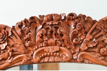 中古　アジア民芸家具　大迫力!!　チーク材　全面彫刻が煌びやかな最高級ドレッサーセット(化粧台、鏡台、ミラー、バロン、Barong)(R-077860)