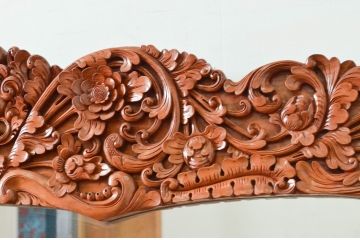 中古　アジア民芸家具　大迫力!!　チーク材　全面彫刻が煌びやかな最高級ドレッサーセット(化粧台、鏡台、ミラー、バロン、Barong)(R-077860)