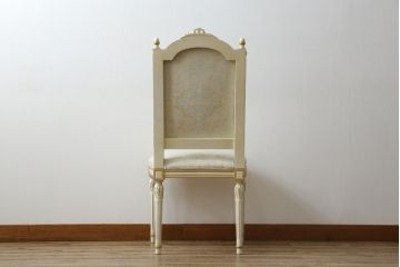 中古　イタリア高級家具　Mario Colciago&Figli(マリオ・コルチャゴ)　Fratelli Origgi(フラテッリ・オリッジ)　ロココ調　華やかな白が眩しいエレガントな雰囲気漂うチェア(ダイニングチェア、サロンチェア、椅子、イス)(定価約23万円)(R-077877)