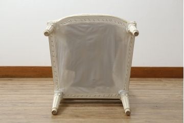 中古　イタリア高級家具　Mario Colciago&Figli(マリオ・コルチャゴ)　Fratelli Origgi(フラテッリ・オリッジ)　ロココ調　華やかな白が眩しいエレガントな雰囲気漂うチェア(ダイニングチェア、サロンチェア、椅子、イス)(定価約23万円)(R-077877)