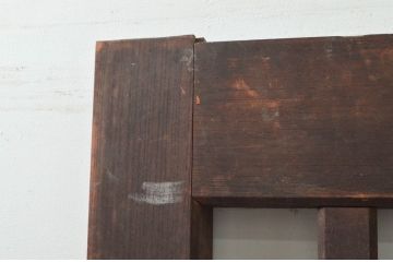 アンティーク建具　重厚　総欅(ケヤキ)材　和の貫禄を漂わせる升目(マス目)格子蔵戸1枚(きつね格子、狐格子、引き戸、玄関戸)(R-077880)