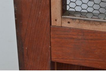 アンティーク建具　上手物!!!　総欅(ケヤキ)材　和モダンな雰囲気を醸し出す升目(マス目)格子蔵戸1枚(きつね格子、狐格子、引き戸、玄関戸)(R-077884)