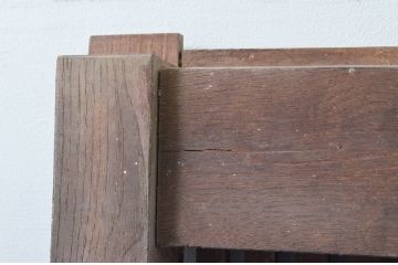 アンティーク建具　ペイント仕上げ限定　総栗材　和の空間を高めるシンプルな格子蔵戸1枚(格子戸、引き戸、玄関戸)(R-077886)