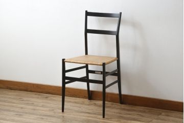 中古　Cassina(カッシーナ)　I MAESTRI COLLECTION(イ・マエストリ・コレクション)　Gio Ponti(ジオ・ポンティ)デザイン　699 SUPERLEGGERA(スーパーレジェーラ)　籐張り　アームレスチェア(ダイニングチェア、椅子、イス、いす)(R-077898)