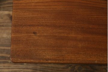 和製アンティーク　総欅(ケヤキ)材　木目が美しい漆塗りのローテーブル(座卓、文机、デスク、作業台、在宅用、在宅ワーク用)(R-077900)