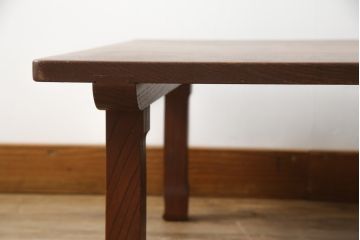 和製アンティーク　総欅(ケヤキ)材　趣のある佇まいが魅力的な漆塗りのローテーブル(座卓、文机、デスク、作業台、在宅用、在宅ワーク用)(R-077901)