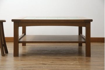 中古　高級品　Stickley(スティックレー/スティックレイ)　空間を華やかに彩るタイルトップローテーブル(リビングテーブル、センターテーブル)(R-077904)
