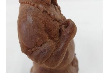 柳汀作　木彫り　高さ41.5cm　職人の技が光る恵比須像(恵比寿様、木製、在銘、作家物、置物、ディスプレイ、おきもの、共箱付き)(R-077914)