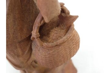 柳汀作　木彫り　高さ41.5cm　職人の技が光る恵比須像(恵比寿様、木製、在銘、作家物、置物、ディスプレイ、おきもの、共箱付き)(R-077914)