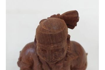 柳汀作　木彫り　高さ41.5cm　職人の技が光る恵比須像(恵比寿様、木製、在銘、作家物、置物、ディスプレイ、おきもの、共箱付き)(R-077914)