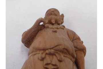 柳汀作　木彫り　高さ41.5cm　職人の技が光る恵比須像(恵比寿様、木製、在銘、作家物、置物、ディスプレイ、おきもの、共箱付き)(R-077914)