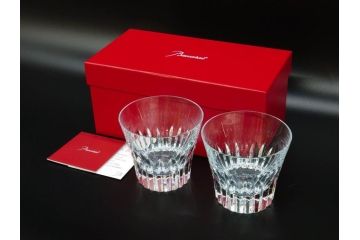 2022年　フランス　Baccarat　バカラ　CRYSTA(クリスタ)　深く彫られたカットが輝くタンブラー2客セット(コップ、グラス、ロックグラス、クリスタルガラス、フルレッドクリスタルガラス、共箱付き)(R-077915)