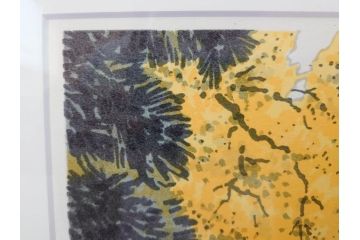 真作　橋本広喜　絵夢工房　サイン入り　墨彩画　色彩の濃淡が味わい深いリトグラフ2点セット(版画、風景画、版画、秋、冬、雪、銀杏、寺、壁掛け、額装)(R-077920)