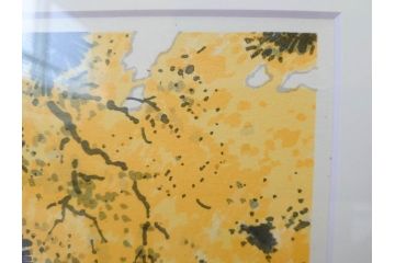 真作　橋本広喜　絵夢工房　サイン入り　墨彩画　色彩の濃淡が味わい深いリトグラフ2点セット(版画、風景画、版画、秋、冬、雪、銀杏、寺、壁掛け、額装)(R-077920)