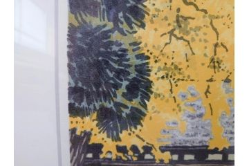 真作　橋本広喜　絵夢工房　サイン入り　墨彩画　色彩の濃淡が味わい深いリトグラフ2点セット(版画、風景画、版画、秋、冬、雪、銀杏、寺、壁掛け、額装)(R-077920)