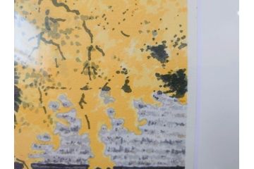真作　橋本広喜　絵夢工房　サイン入り　墨彩画　色彩の濃淡が味わい深いリトグラフ2点セット(版画、風景画、版画、秋、冬、雪、銀杏、寺、壁掛け、額装)(R-077920)
