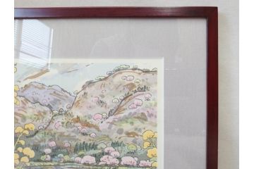 真作　1999年　橋本広喜　絵夢工房　サイン入り　「春イメージ」121/270　「夏イメージ」25/270　墨彩画　豊かな自然を感じられるリトグラフ2点セット(版画、風景画、花、山、水辺、田園、壁掛け、額装、外箱付き)(R-077921)