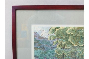真作　1999年　橋本広喜　絵夢工房　サイン入り　「春イメージ」121/270　「夏イメージ」25/270　墨彩画　豊かな自然を感じられるリトグラフ2点セット(版画、風景画、花、山、水辺、田園、壁掛け、額装、外箱付き)(R-077921)