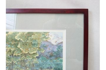 真作　1999年　橋本広喜　絵夢工房　サイン入り　「春イメージ」121/270　「夏イメージ」25/270　墨彩画　豊かな自然を感じられるリトグラフ2点セット(版画、風景画、花、山、水辺、田園、壁掛け、額装、外箱付き)(R-077921)