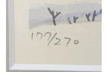 真作　1999年　橋本広喜　絵夢工房　サイン入り　「秋イメージ」144/270　「冬イメージ」177/270　墨彩画　豊かな自然を感じられるリトグラフ2点セット(版画、風景画、雪、紅葉、山、田舎、壁掛け、額装、外箱付き)(R-077922)