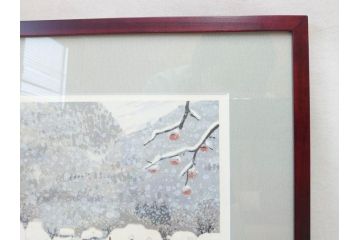 真作　1999年　橋本広喜　絵夢工房　サイン入り　「秋イメージ」144/270　「冬イメージ」177/270　墨彩画　豊かな自然を感じられるリトグラフ2点セット(版画、風景画、雪、紅葉、山、田舎、壁掛け、額装、外箱付き)(R-077922)